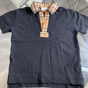 Like new kids black Burberry collar shirt size 6